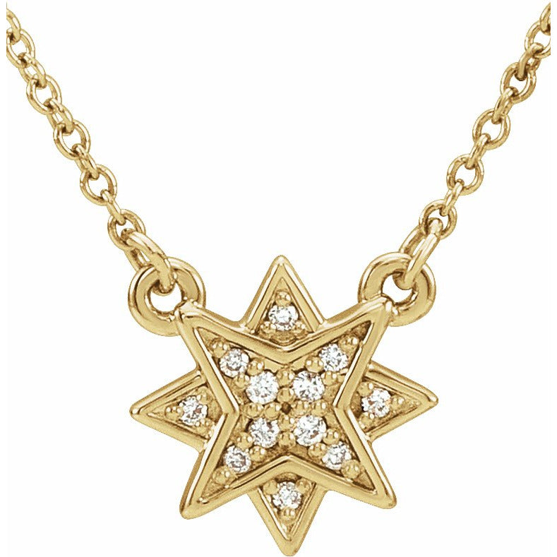 14K Yellow .04 CTW Diamond Star 16-18 Necklace