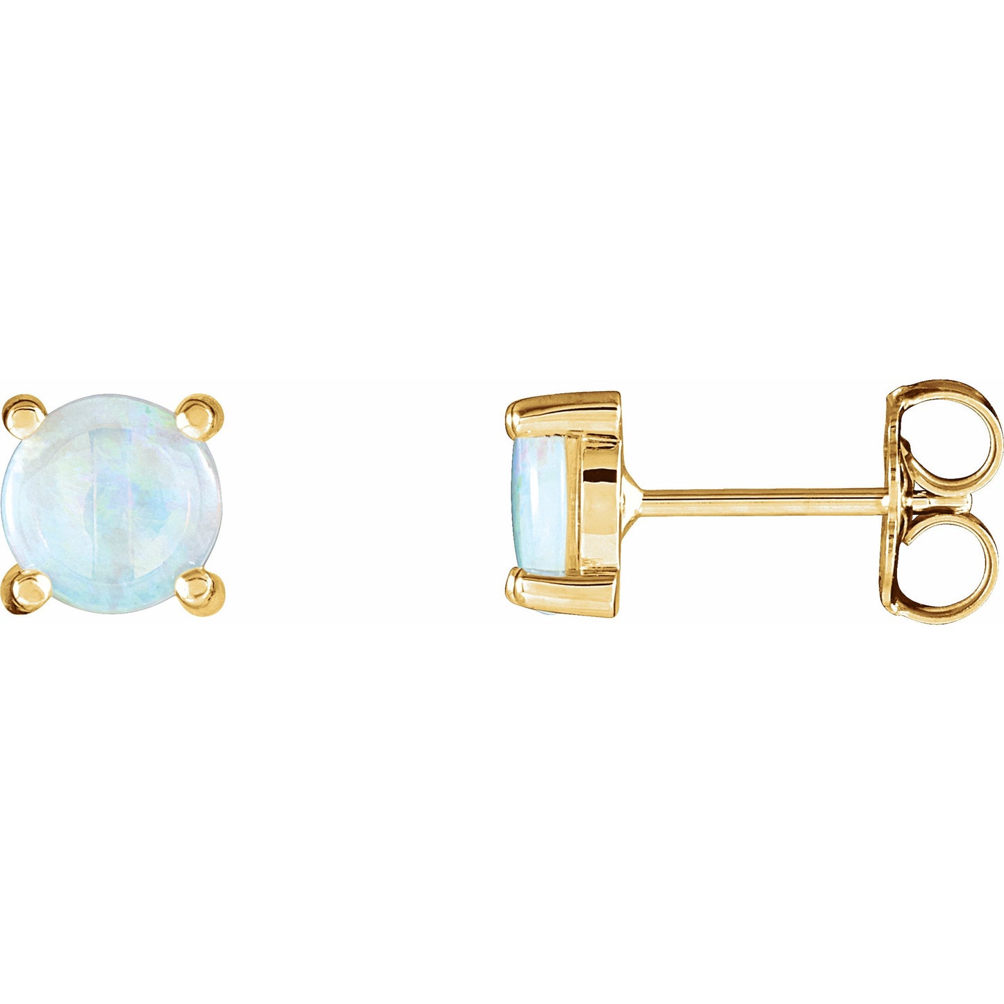 14K Yellow Opal Cabochon Earrings