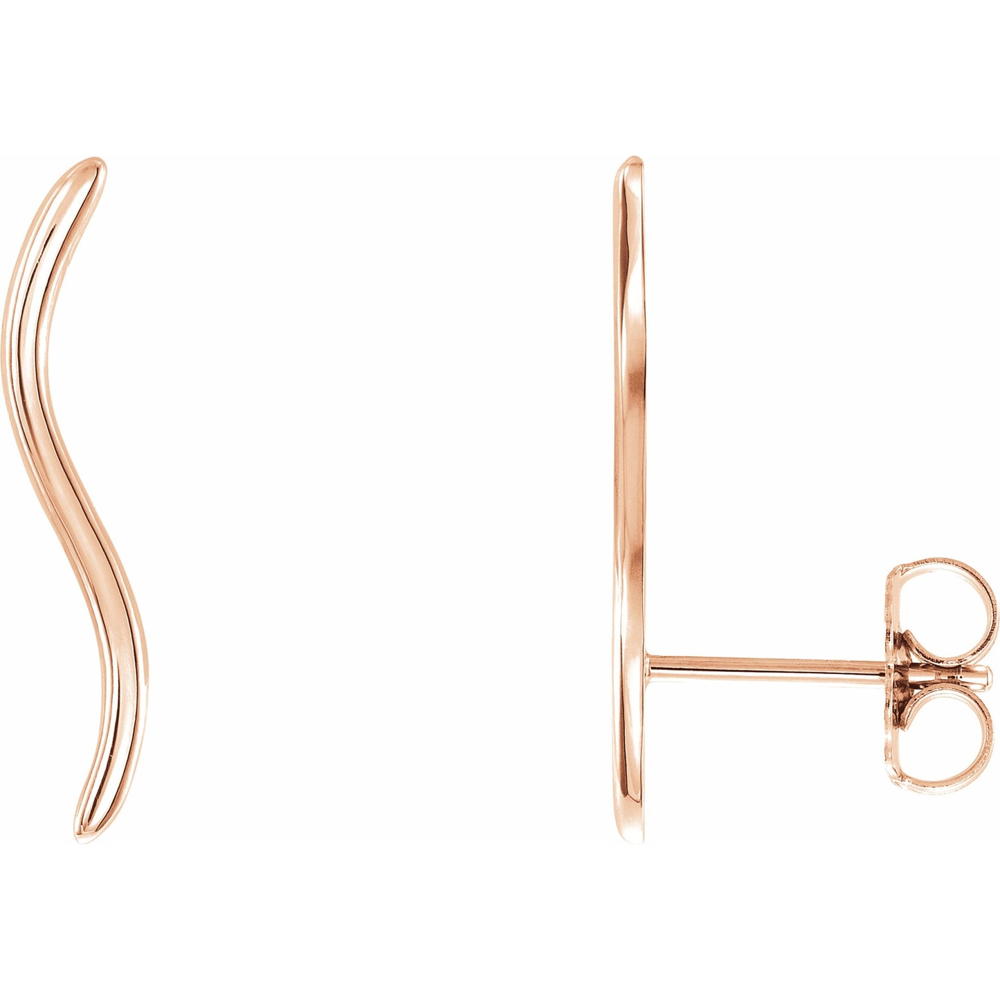 14K Rose Wavy Ear Climbers