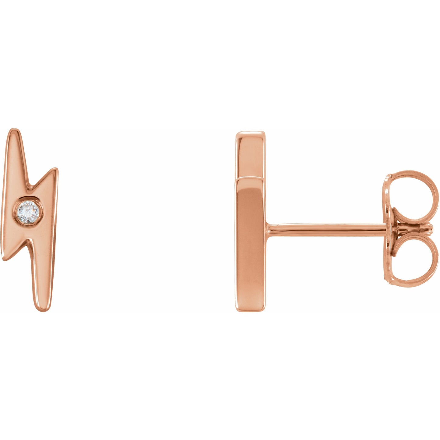 14K Rose .03 CTW Diamond Lighting Bolt Earrings