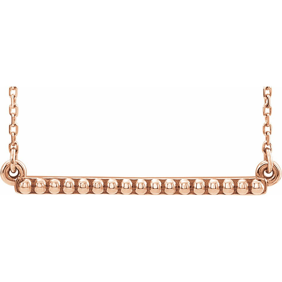 14K Rose Beaded Bar 16-18 Necklace
