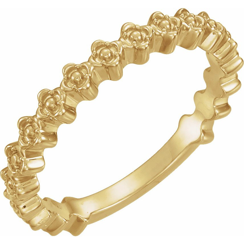 14K Yellow Clover Stackable Ring