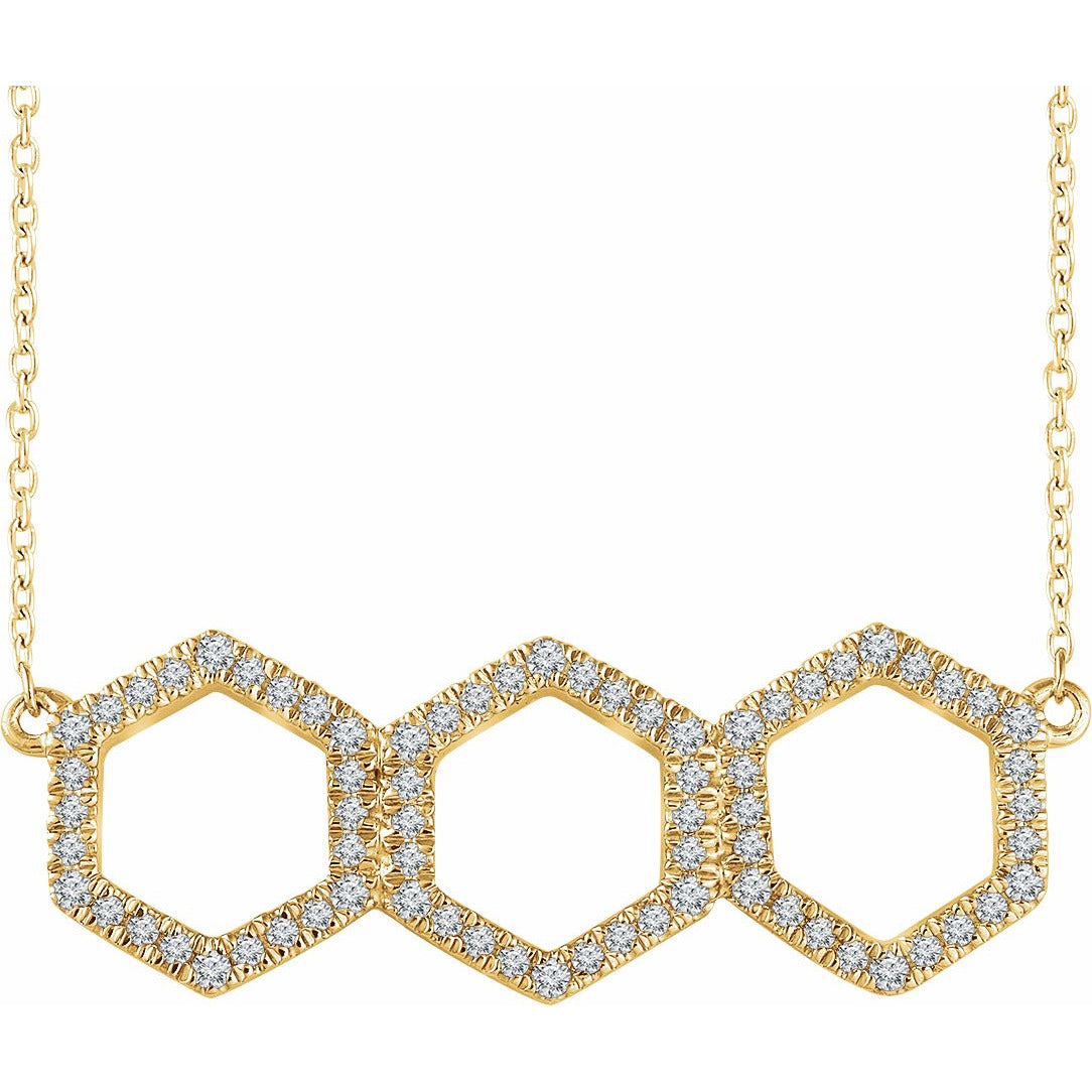 14K Yellow 1/4 CTW Diamond Geometric 16-18 Necklace