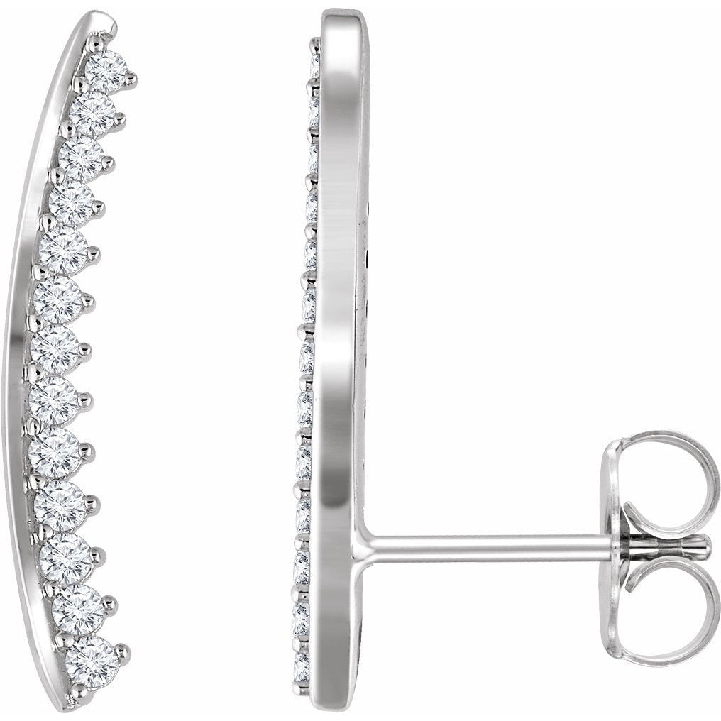 14K White 1/3 CTW Diamond Ear Climbers