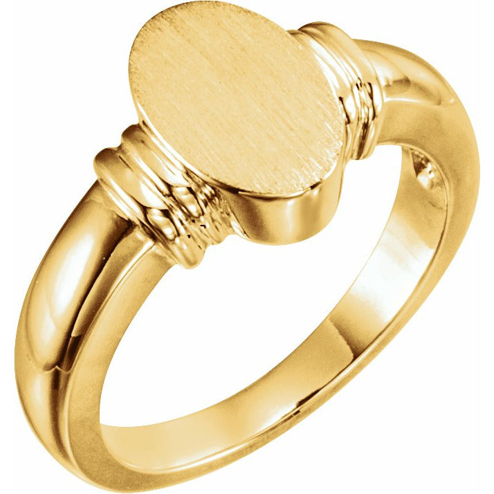 14K Yellow 11.1x7.1 mm Oval Signet Ring