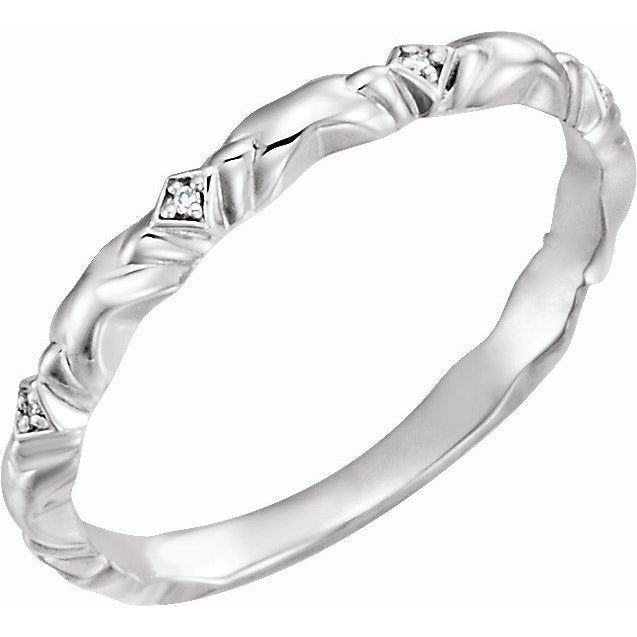 14K White .02 CTW Diamond Anniversary Band