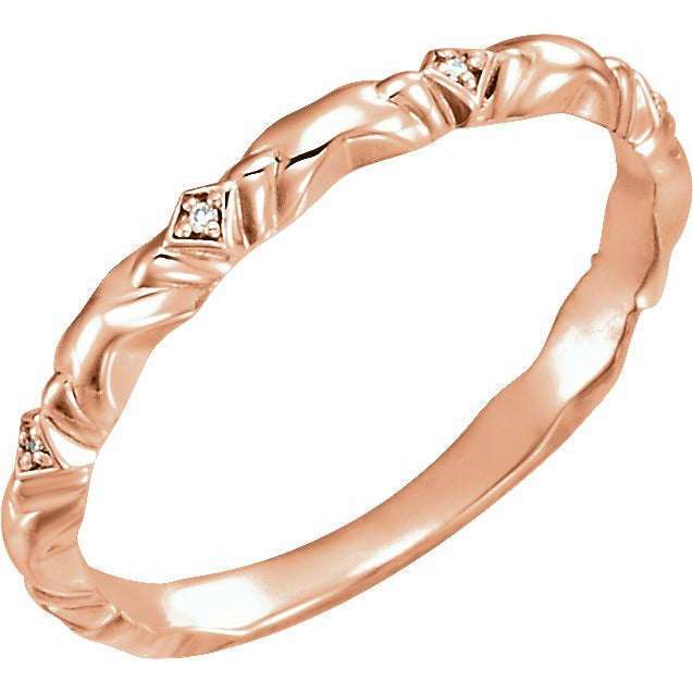 14K Rose .02 CTW Diamond Anniversary Band