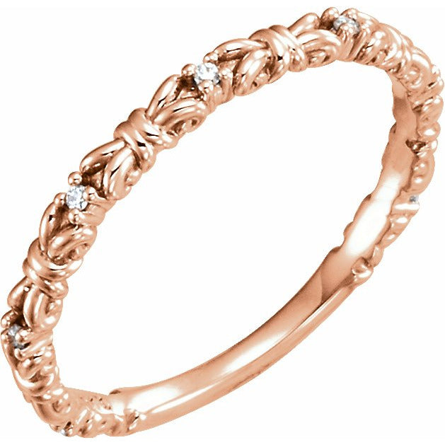 14K Rose .04 CTW Diamond Stackable Ring