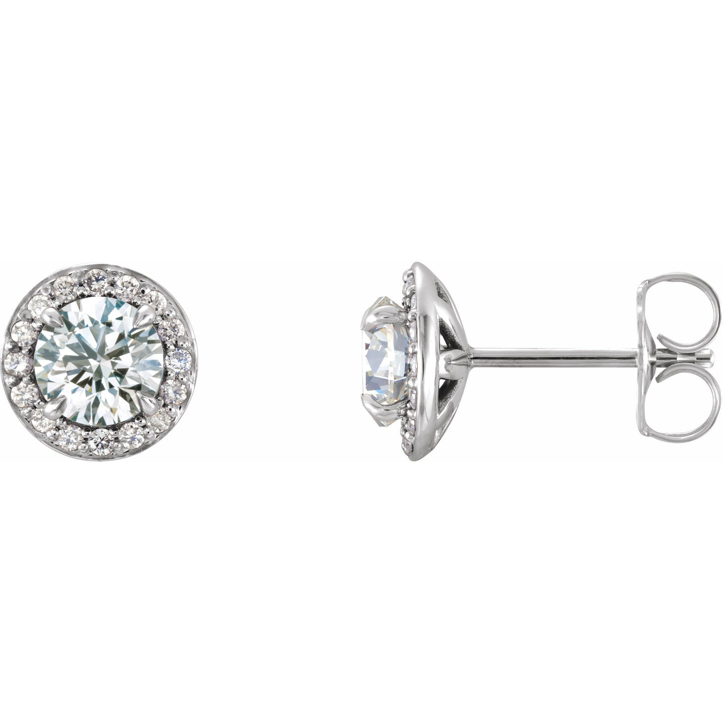 14K White 1 CTW Diamond Halo-Style Earrings