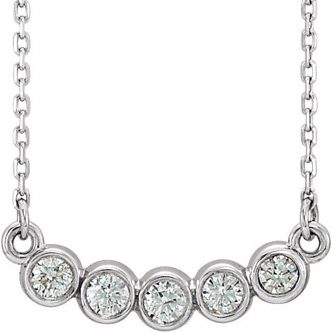 14K White 1/3 CTW Diamond Bezel-Set 16-18 Necklace