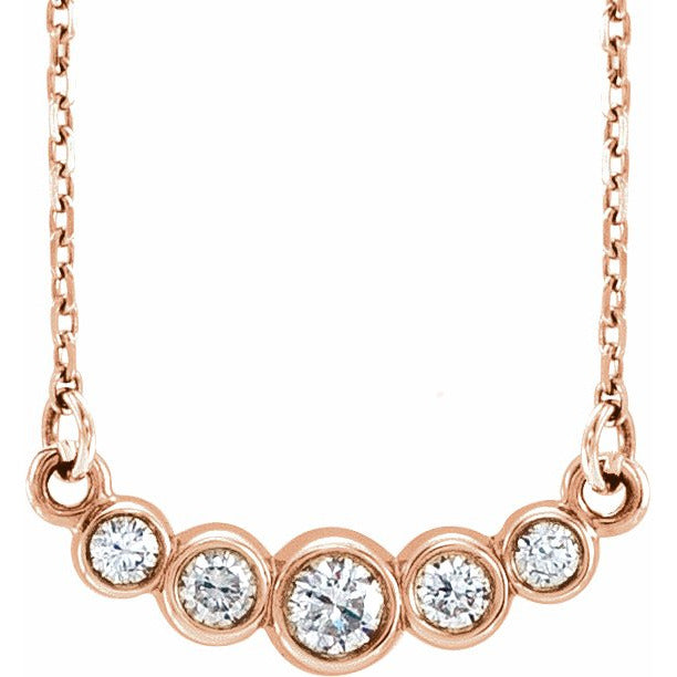 14K Rose Graduated Bezel-Set 1/5 CTW Diamond 16-18 Necklace