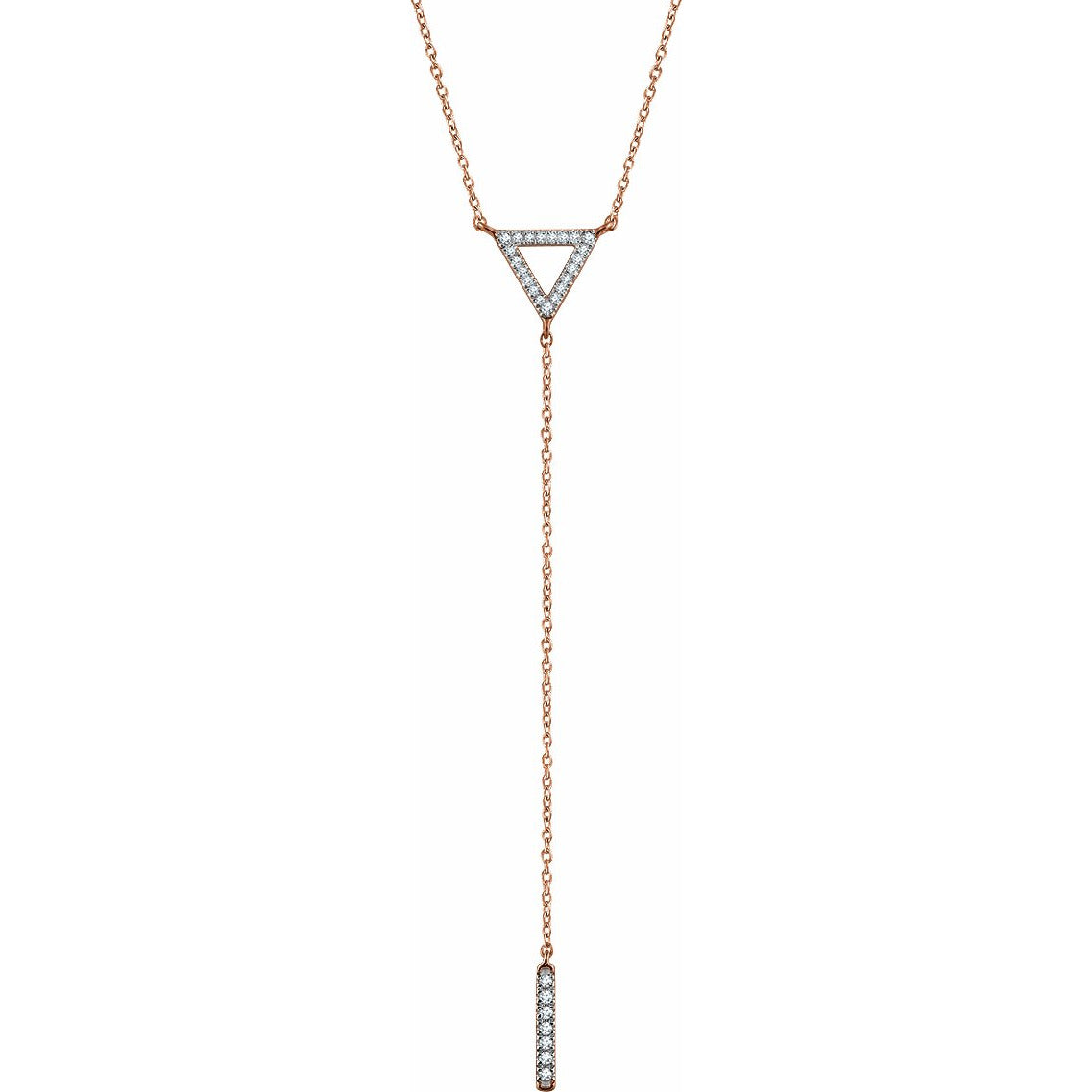 14K Rose 1/6 CTW Diamond Triangle & Bar Y 16-18 Necklace