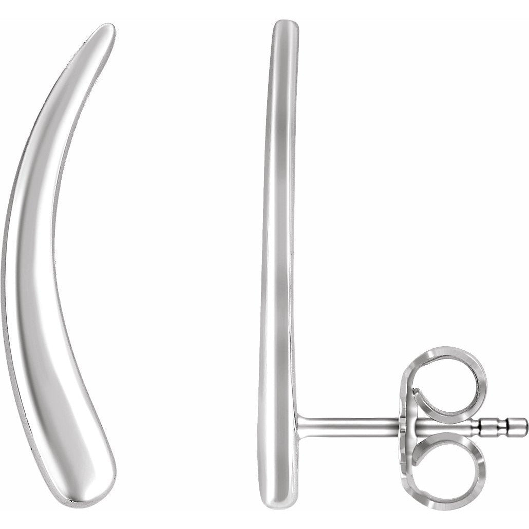 14K White Curved Ear Climbers