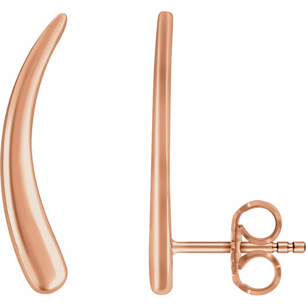 14K Rose Curved Ear Climbers