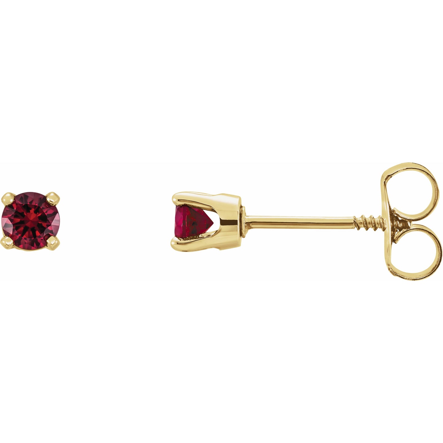 14K Yellow 3 mm Round Mozambique Garnet Youth Birthstone Earrings
