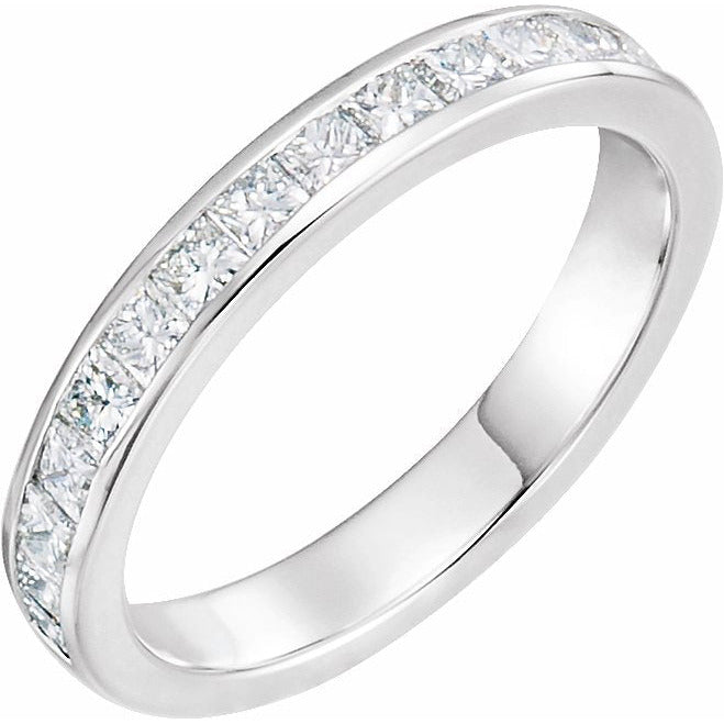 14K White 2 mm Square 7/8 CTW Diamond Channel-Set Band