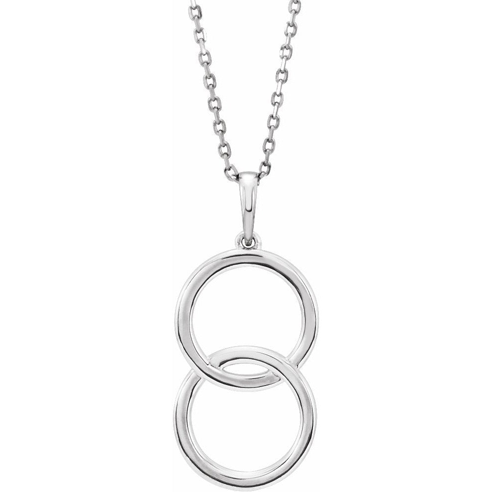 14K White Interlocking Circle 18 Necklace