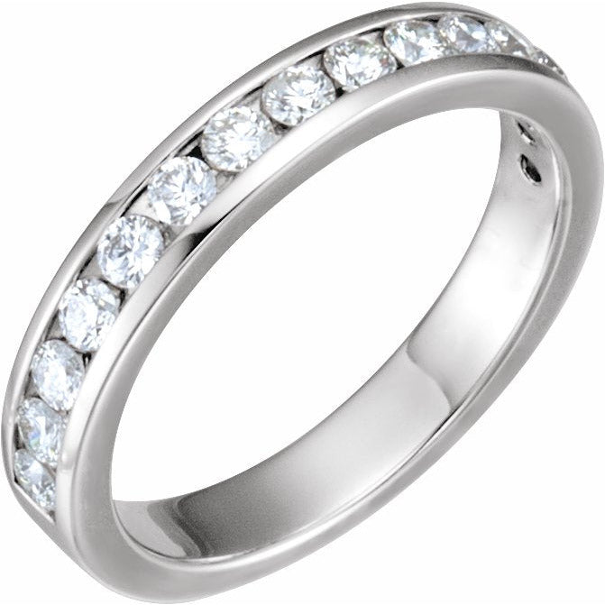 Platinum 1/2 CTW Diamond Band for 6.5 mm Round Engagement Ring