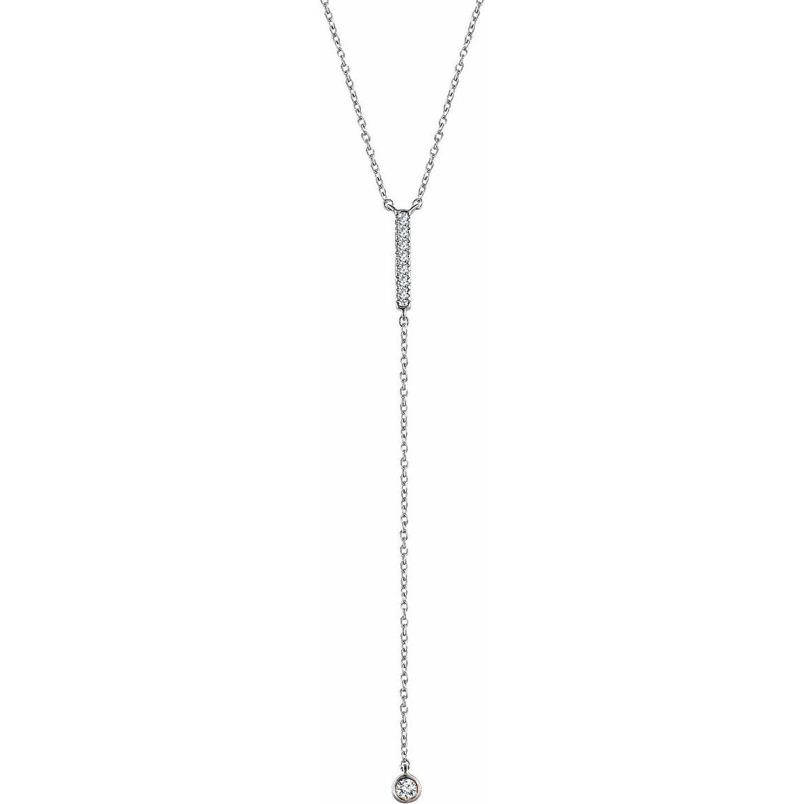 14K White 1/8 CTW Diamond Bar Y 16-18 Necklace