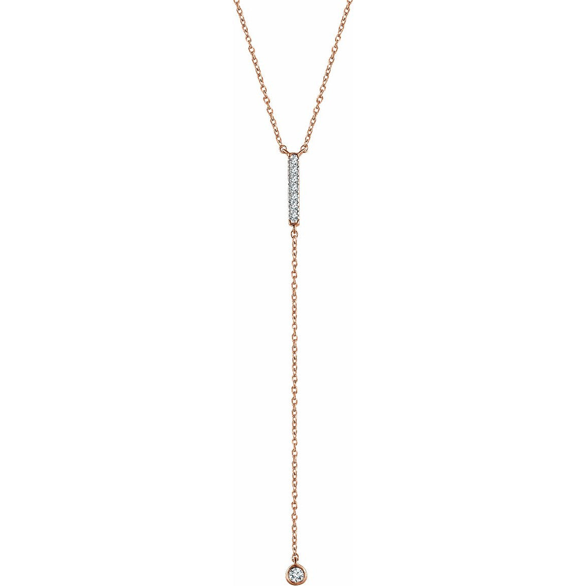 14K Rose 1/8 CTW Diamond Bar Y 16-18 Necklace