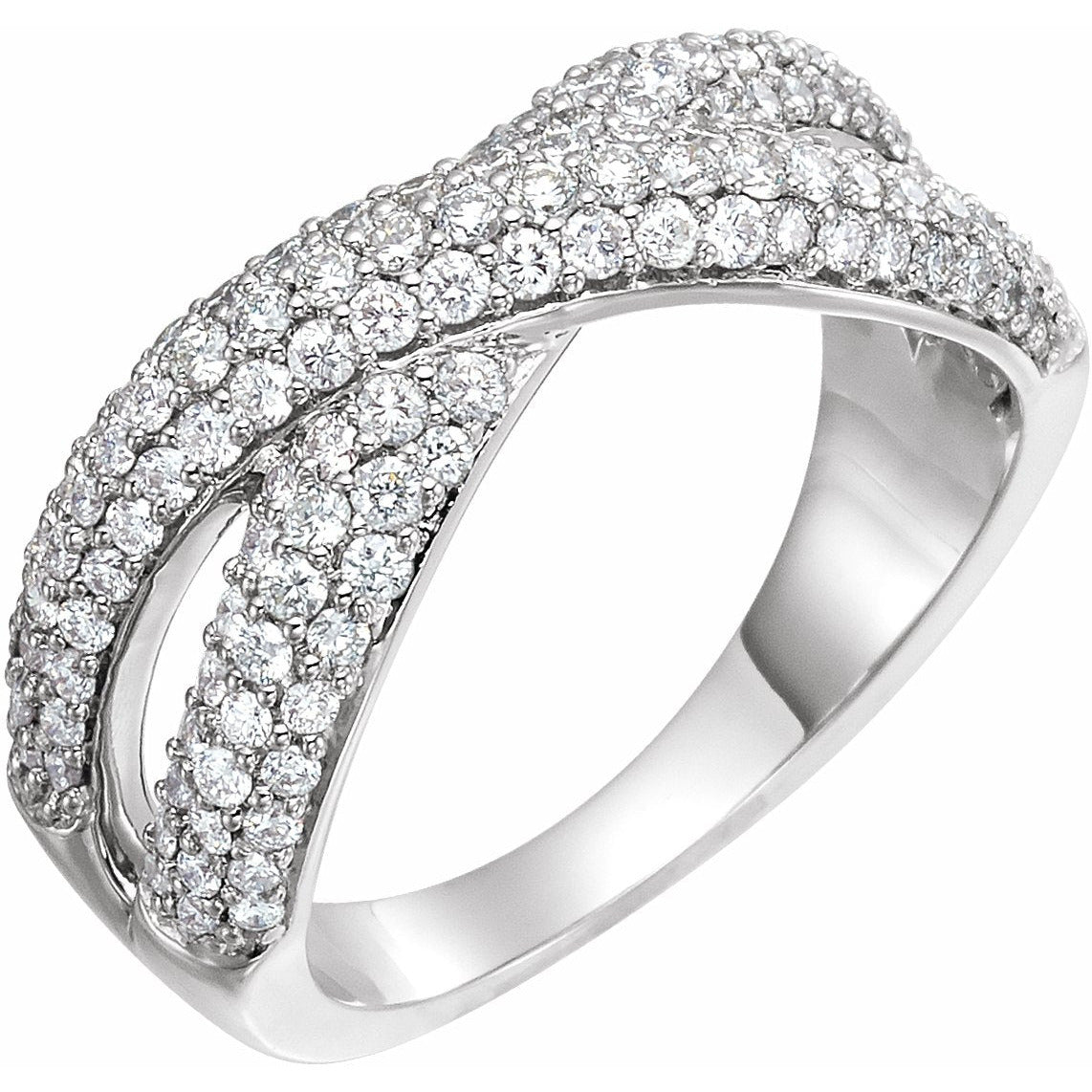 14K White 1 CTW Diamond Criss-Cross Ring