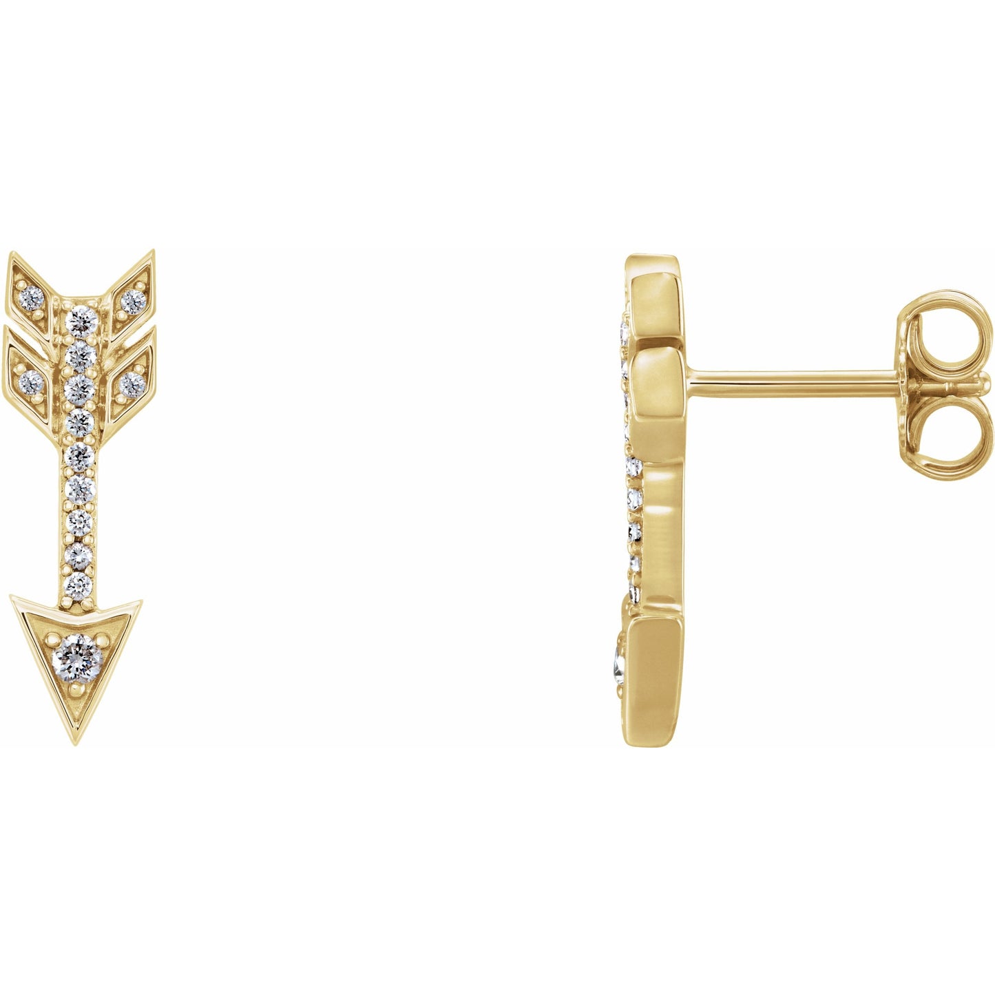 14K Yellow 1/6 CTW Diamond Arrow Earrings