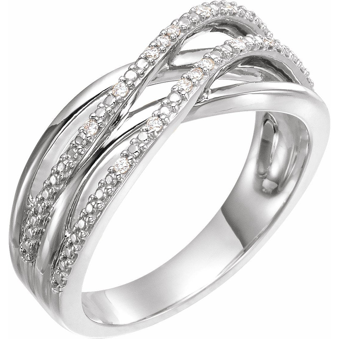 14K White .06 CTW Diamond Criss-Cross Ring