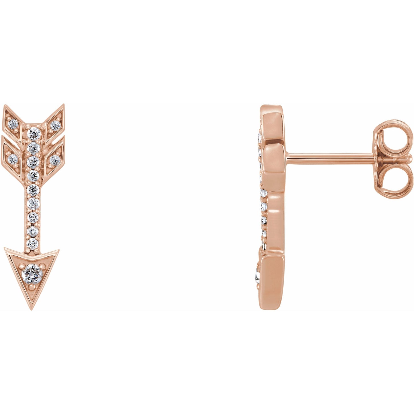 14K Rose 1/6 CTW Diamond Arrow Earrings