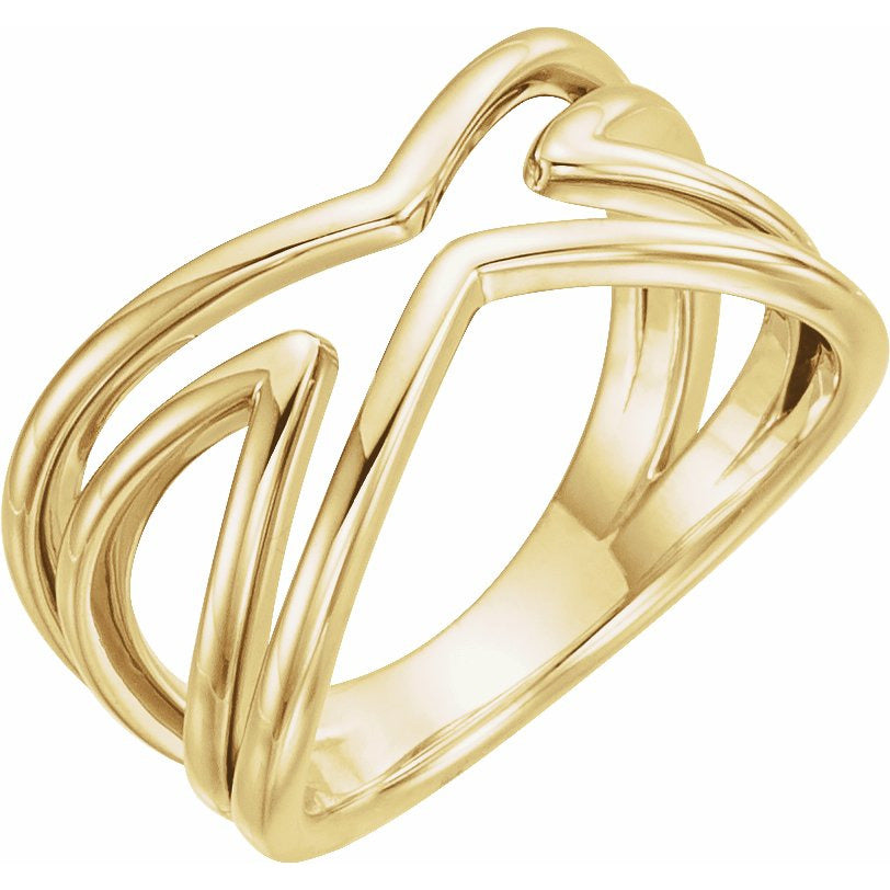 14K Yellow Criss-Cross Ring