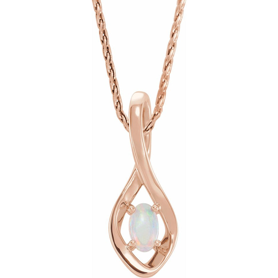14K Rose Freeform Opal 16-18 Necklace