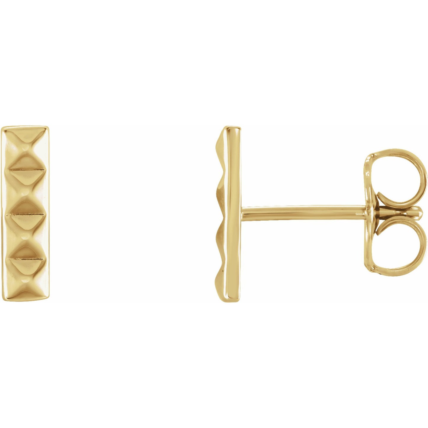 14K Yellow Pyramid Bar Earrings