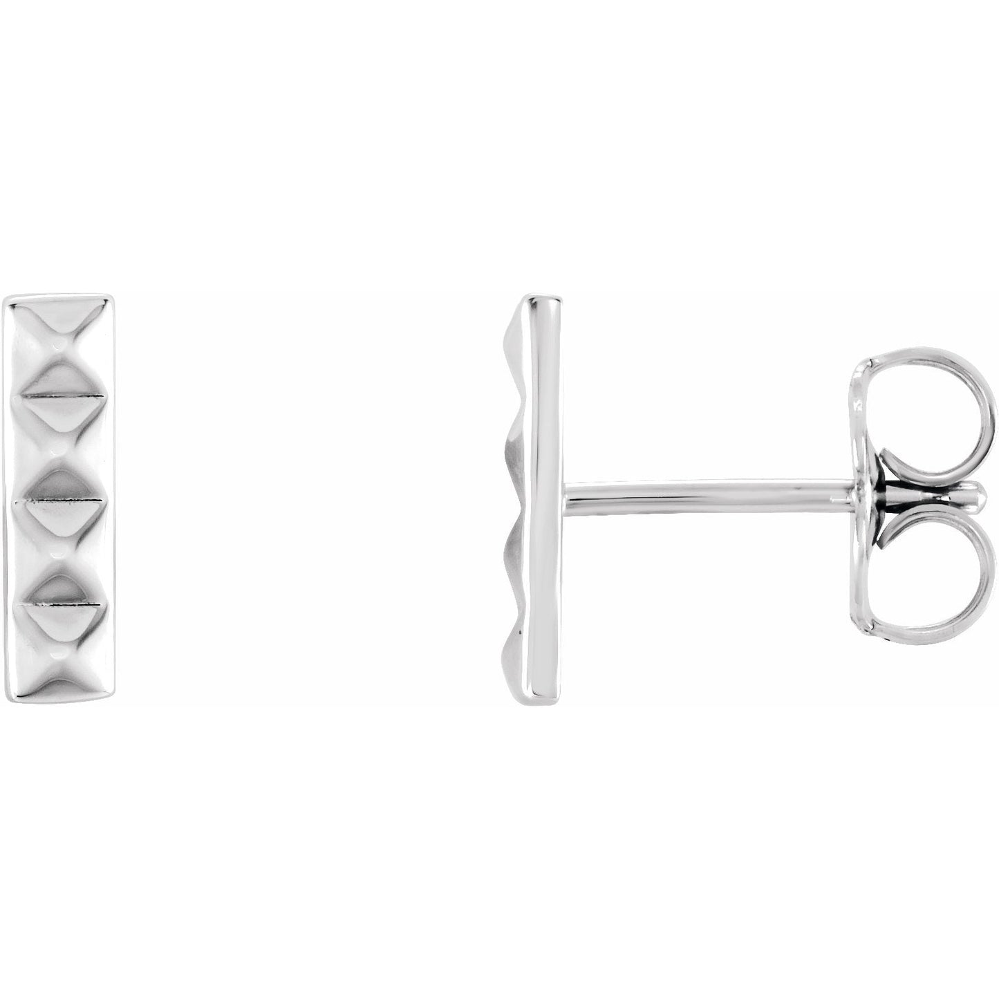 14K White Pyramid Bar Earrings