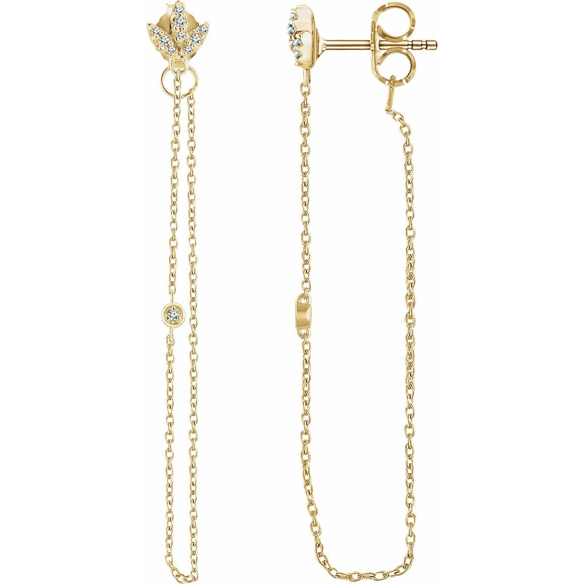 14K Yellow .08 CTW Diamond Chain Earrings