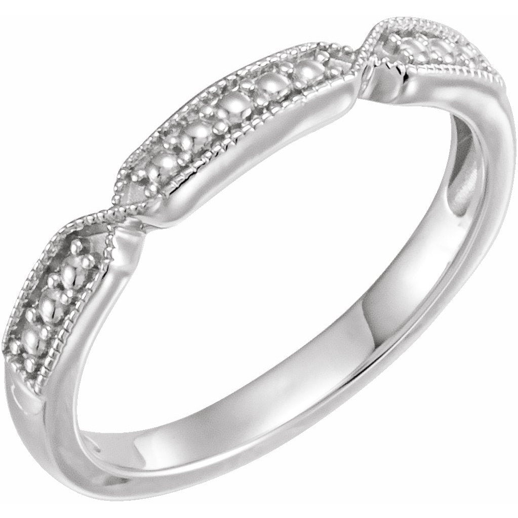 14K White Stackable Bead Ring
