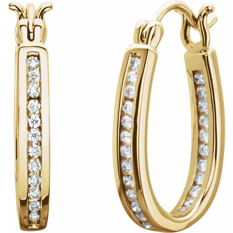 14K Yellow 1/3 CTW Diamond Inside-Outside 13.7 mm Hoop Earrings