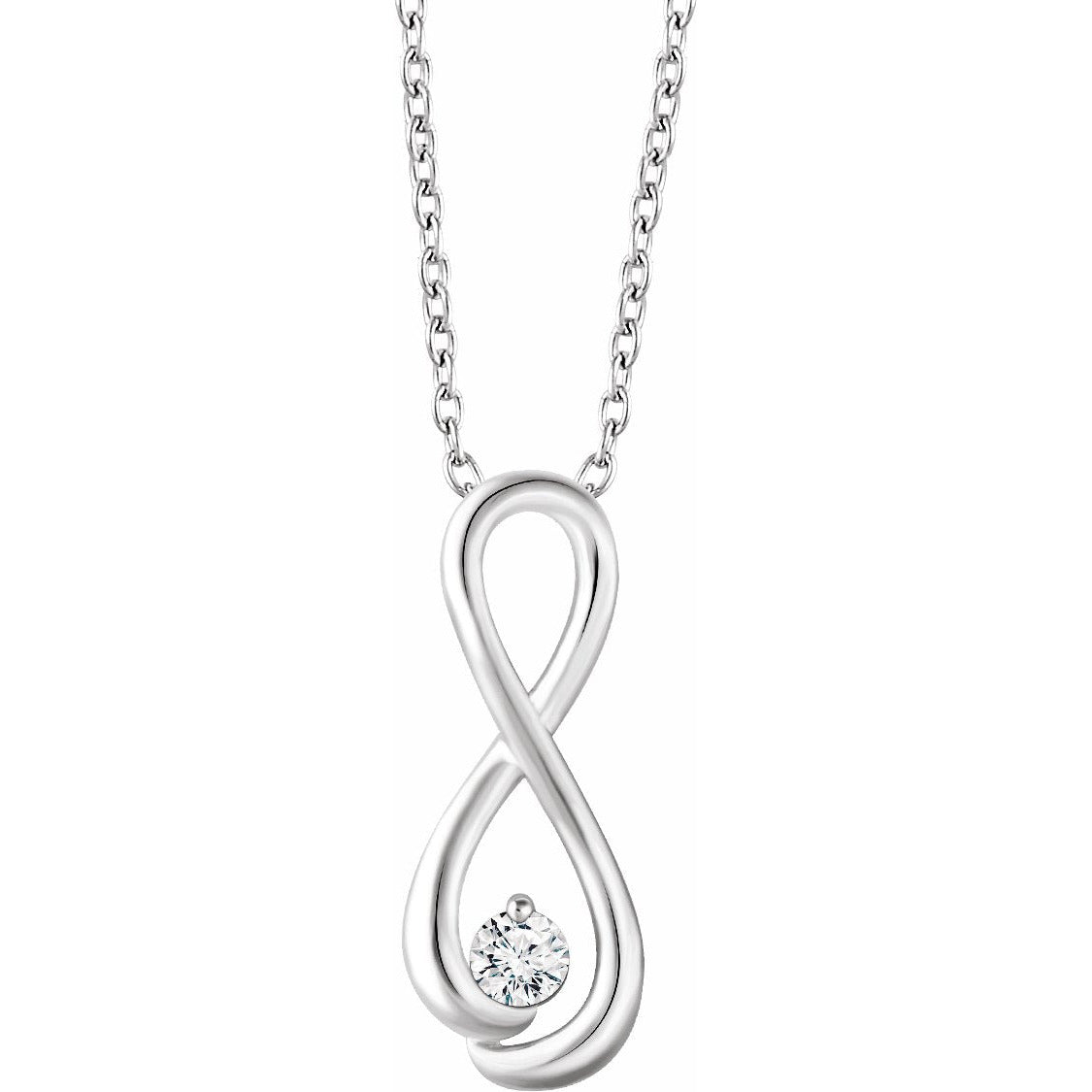 14K White 1/6 CTW Diamond Infinity-Inspired 16-18 Necklace