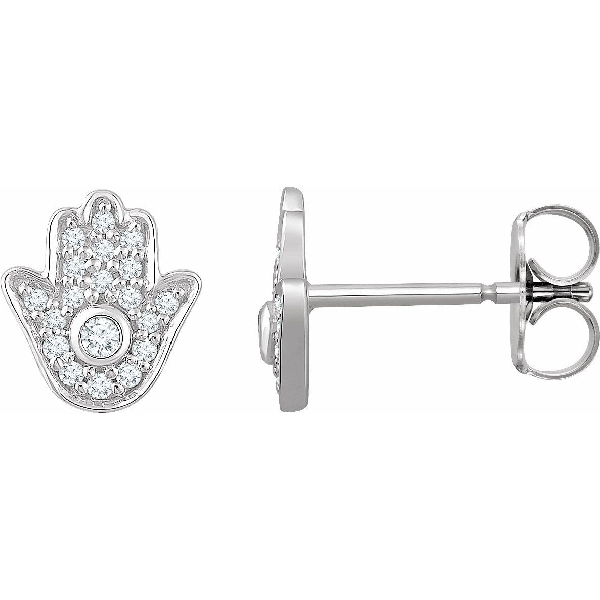 14K White 1/5 CTW Diamond Hamsa Earrings