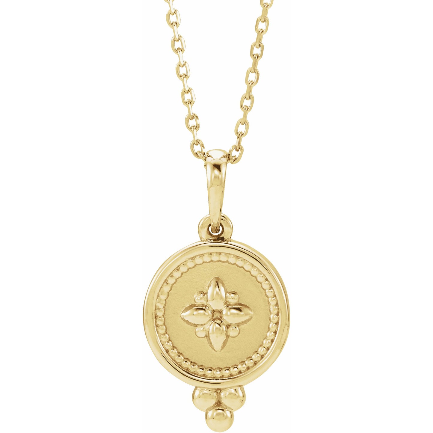 14K Yellow Beaded Disc 16-18 Necklace