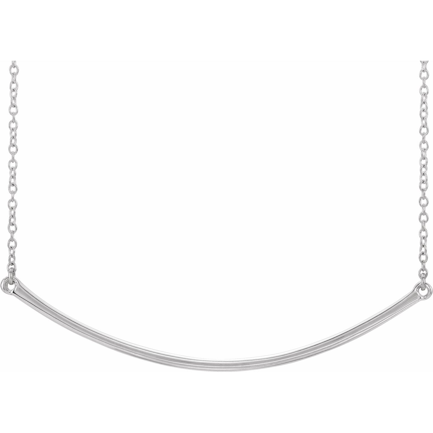 14K White Curved 19.9 Bar Necklace