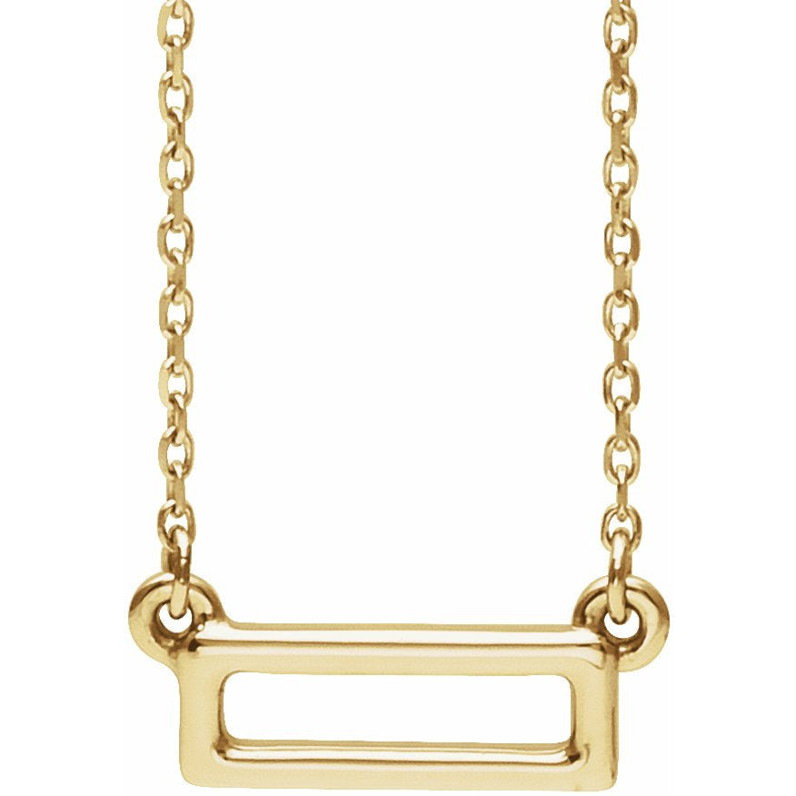 14K Yellow Rectangle Bar 16-18 Necklace