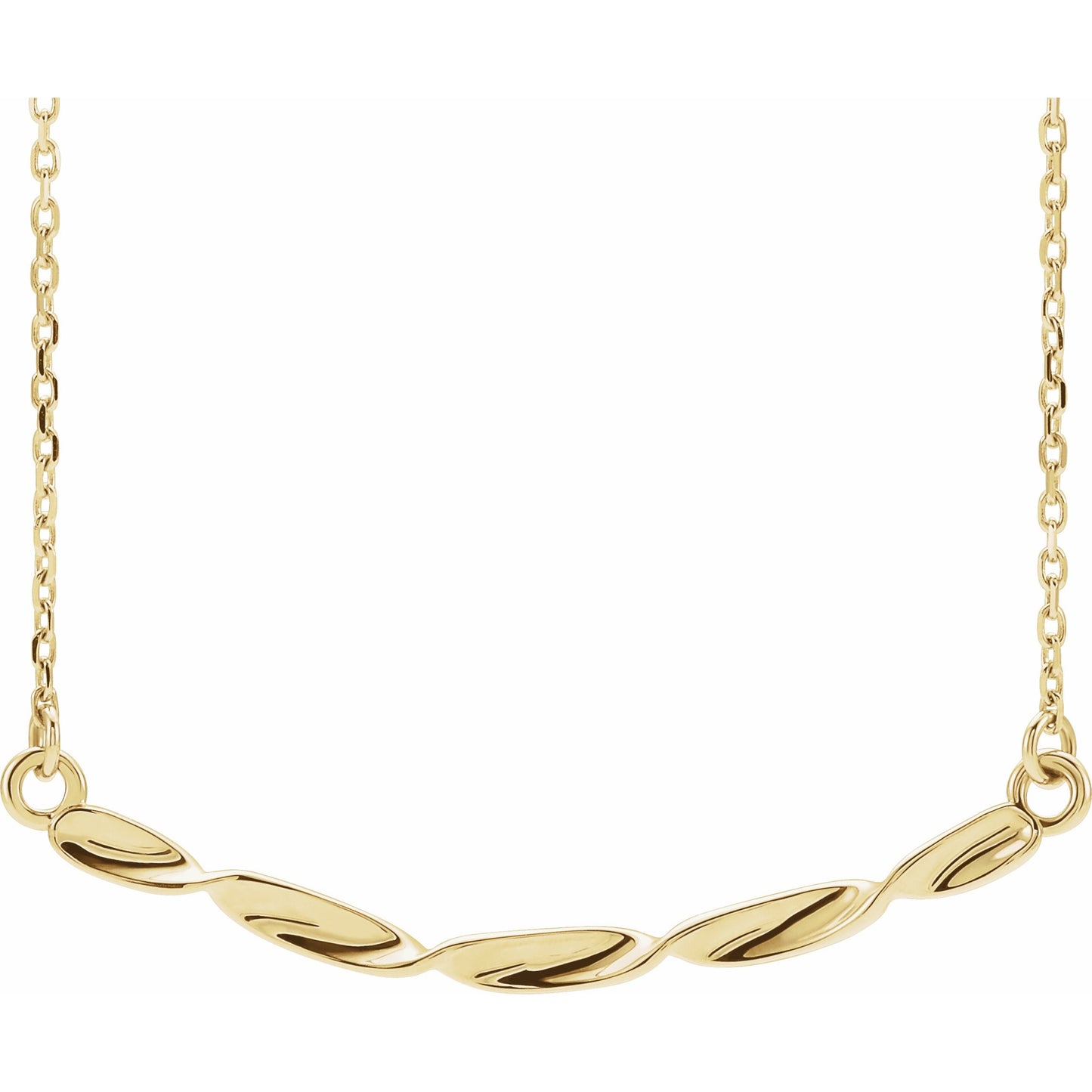 14K Yellow Twisted Ribbon Bar 16-18 Necklace