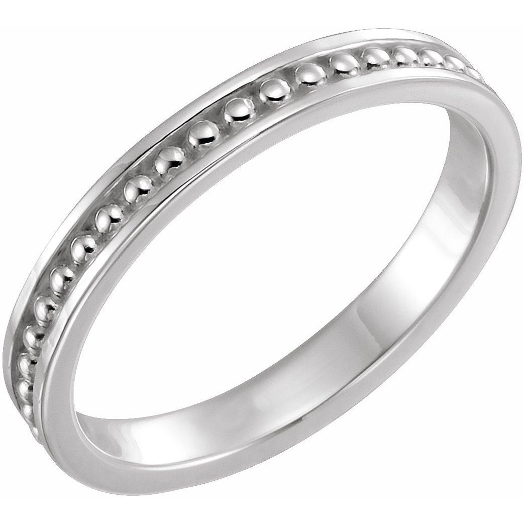 14K White Stackable Bead Ring