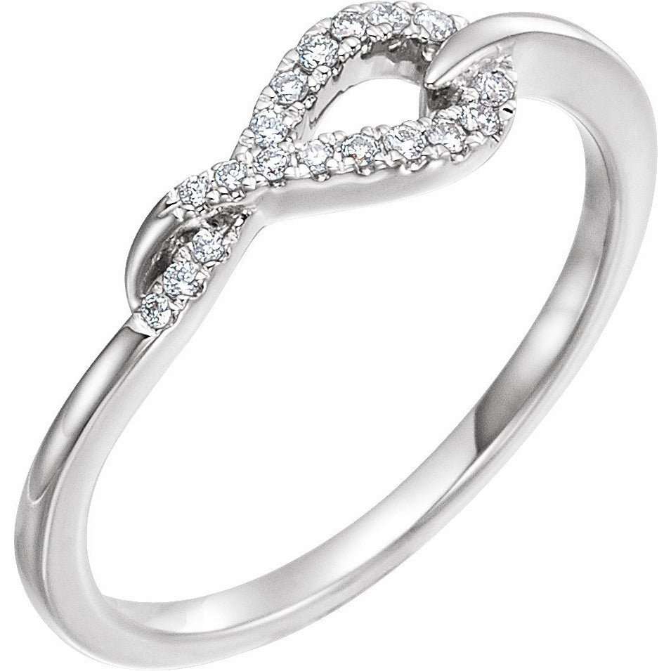 14K White 1/10 CTW Diamond Knot Ring