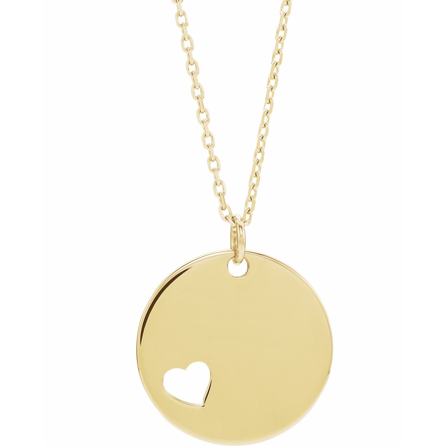 14K Yellow Pierced Heart Disc 16-18 Necklace