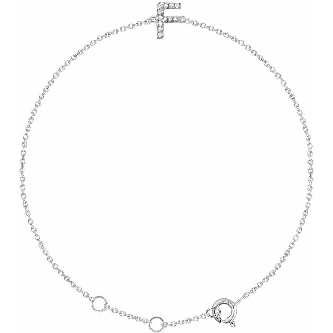 14K White .05 CTW Diamond Initial F 6-7 Bracelet