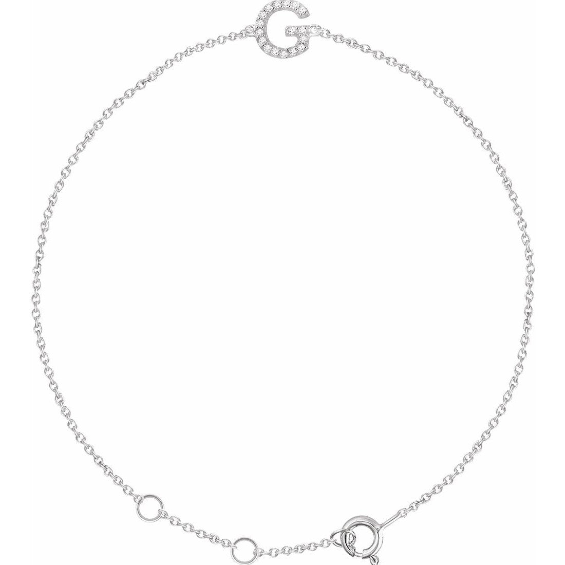 14K White .05 CTW Diamond Initial G 6-7 Bracelet