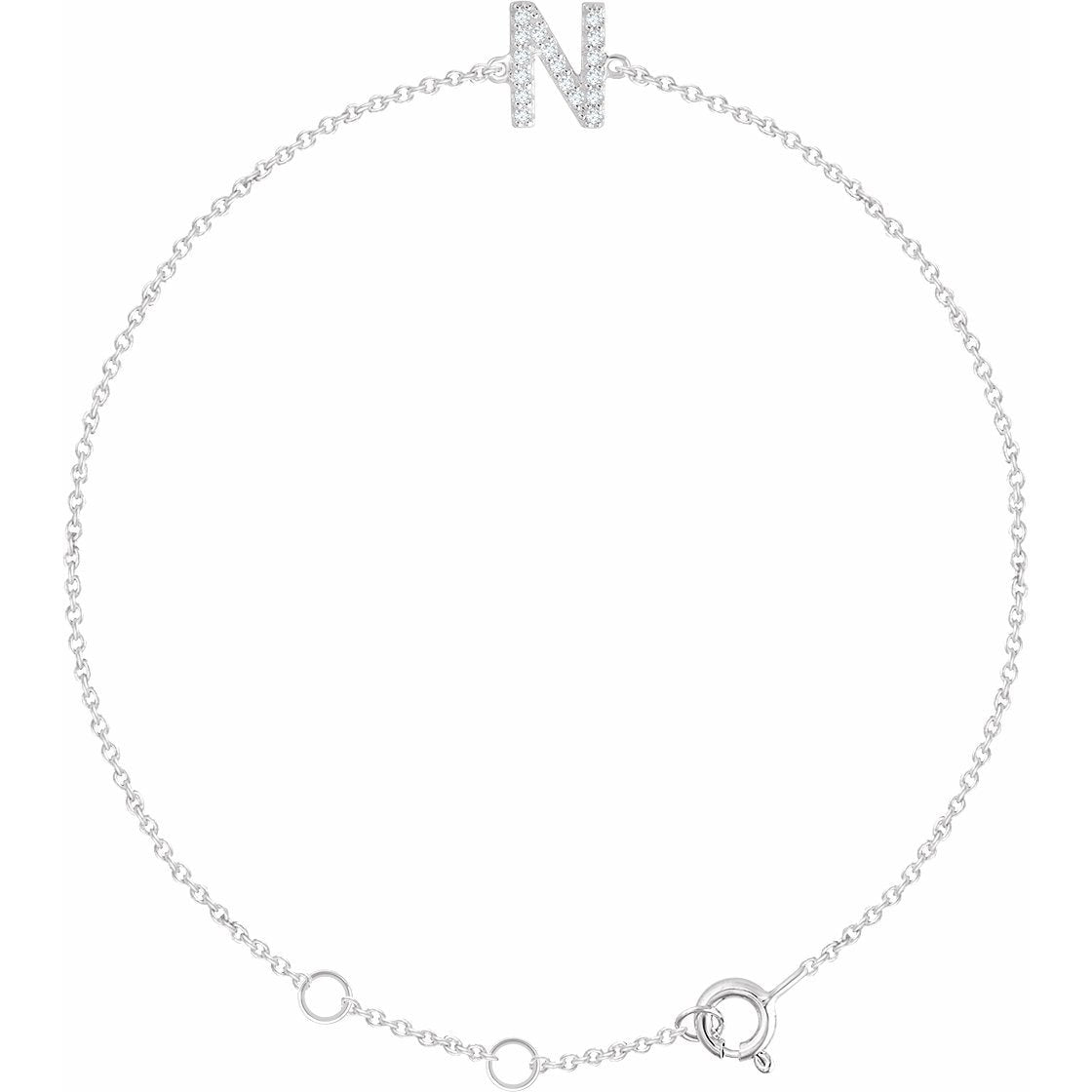 14K White .06 CTW Diamond Initial N 6-7 Bracelet