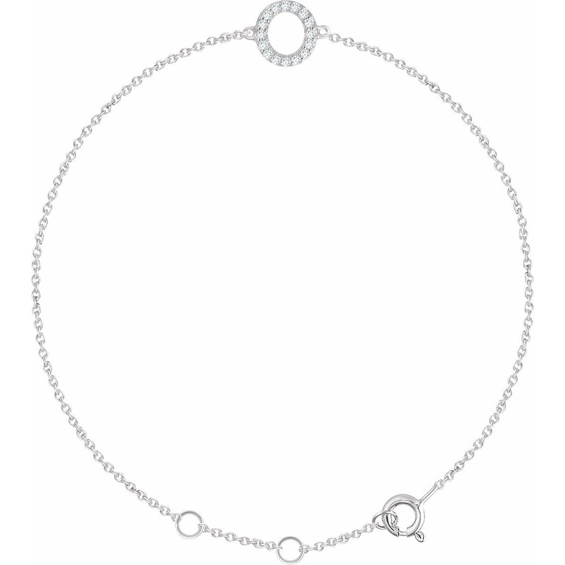 14K White .06 CTW Diamond Initial O 6-7 Bracelet