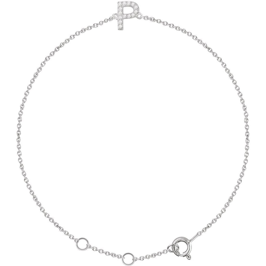 14K White .05 CTW Diamond Initial P 6-7 Bracelet