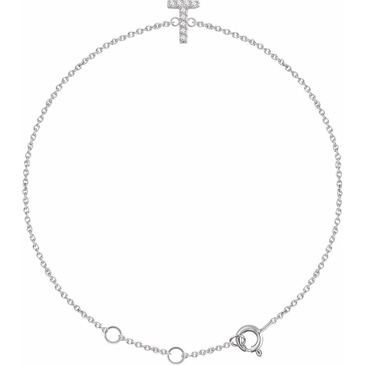 14K White .05 CTW Diamond Initial T 6-7 Bracelet